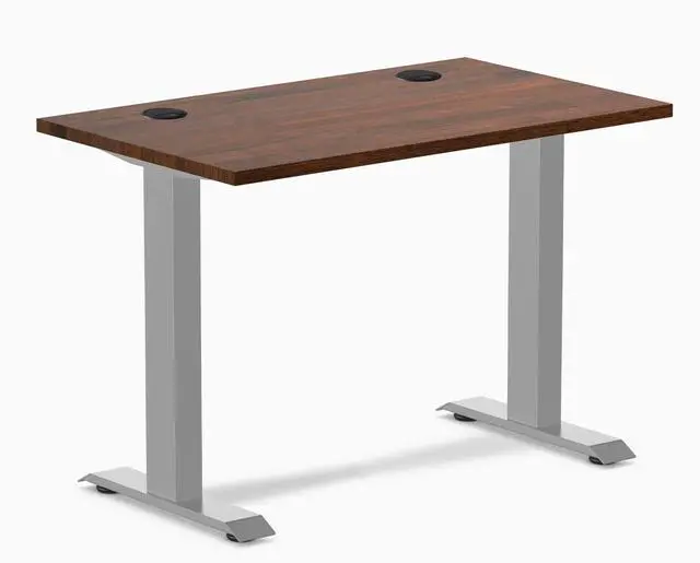 Main image of Desky Zero Mini Rubberwood Office Desk - Red Walnut / 32 x 20 in / Grey