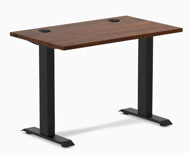 Main image of Desky Zero Mini Rubberwood Office Desk - Red Walnut / 32 x 20 in / Matte Black