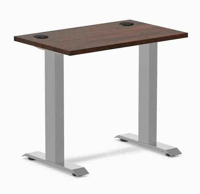 Main image of Desky Zero Mini Rubberwood Office Desk - Dark Walnut / 32 x 20 in / Grey