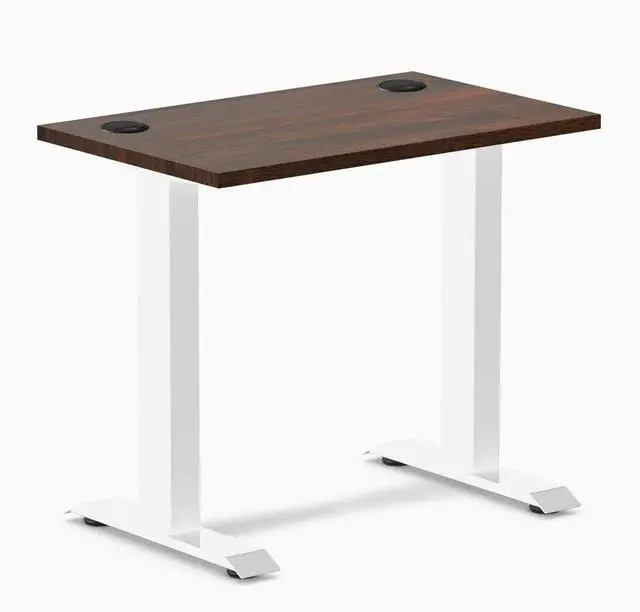 Main image of Desky Zero Mini Rubberwood Office Desk - Dark Walnut / 32 x 20 in / White
