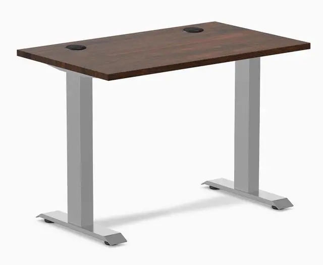 Main image of Desky Zero Mini Rubberwood Office Desk - Dark Walnut / 32 x 20 in / Grey