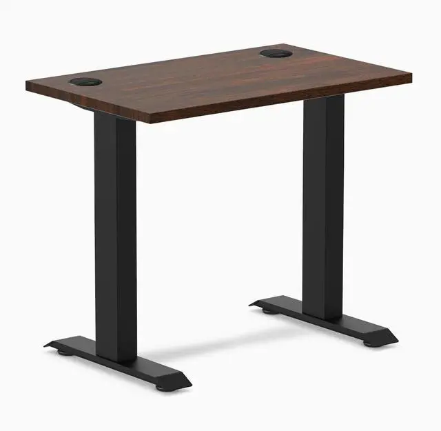 Main image of Desky Zero Mini Rubberwood Office Desk - Dark Walnut / 32 x 20 in / Matte Black