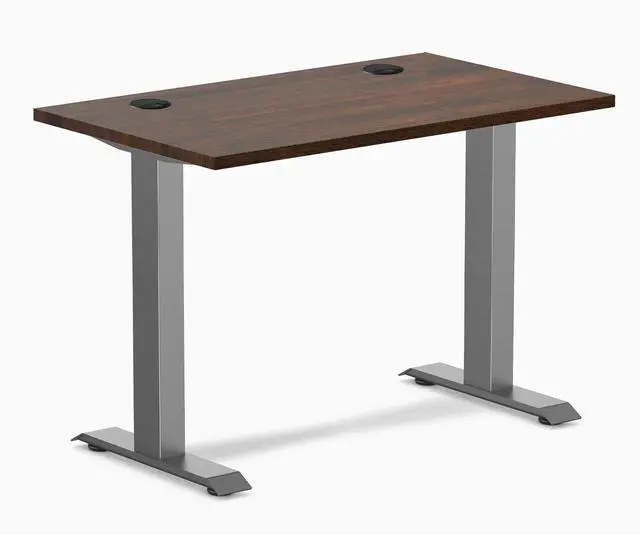 Main image of Desky Zero Mini Rubberwood Office Desk - Dark Walnut / 32 x 20 in / Space Gray