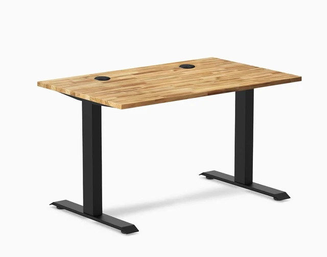 Main image of Desky Zero Hardwood Office Desk - Acacia / 48 x 30 in / Matte Black