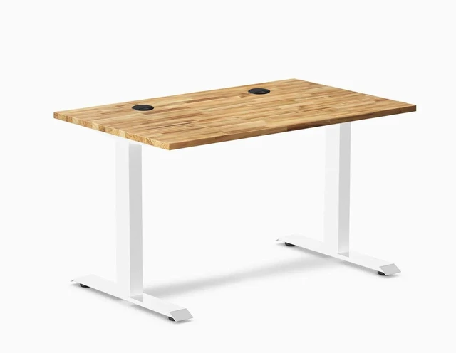 Main image of Desky Zero Hardwood Office Desk - Acacia / 48 x 30 in / White