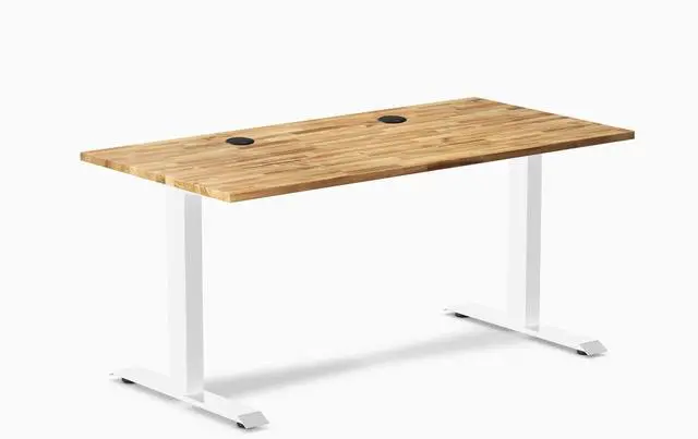 Main image of Desky Zero Hardwood Office Desk - Acacia / 48 x 30 in / White