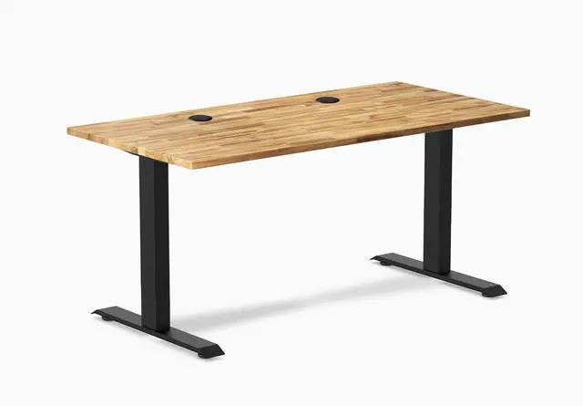 Main image of Desky Zero Hardwood Office Desk - Acacia / 48 x 30 in / Matte Black