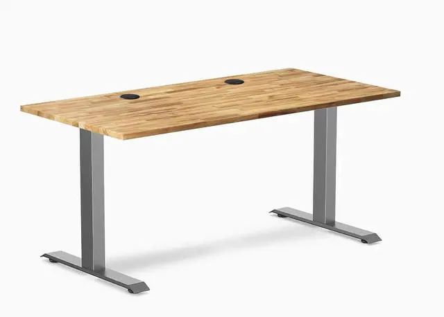 Main image of Desky Zero Hardwood Office Desk - Acacia / 48 x 30 in / Space Gray