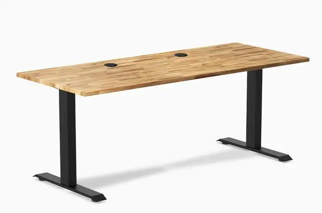 Main image of Desky Zero Hardwood Office Desk - Acacia / 48 x 30 in / Matte Black