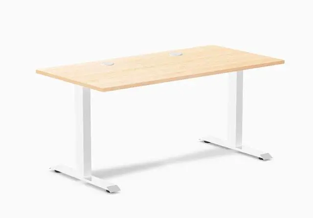 Main image of Desky Zero Hardwood Office Desk - Maple / 48 x 30 in / White