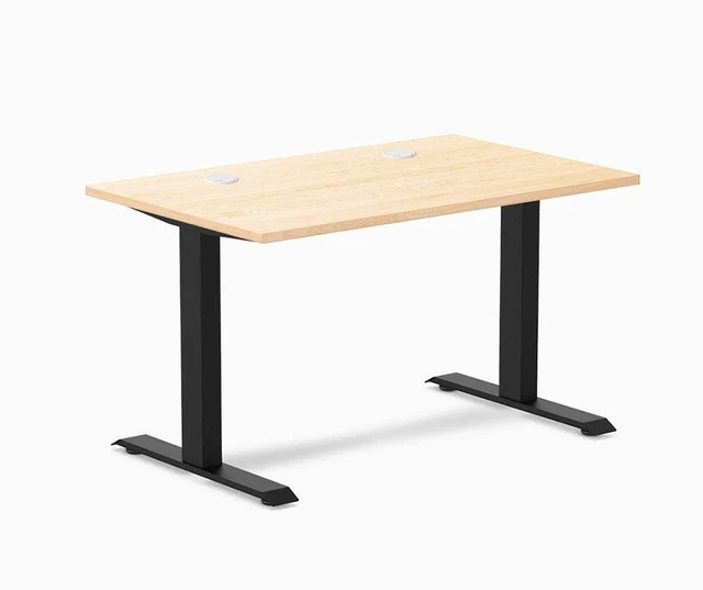Main image of Desky Zero Hardwood Office Desk - Maple / 48 x 30 in / Matte Black