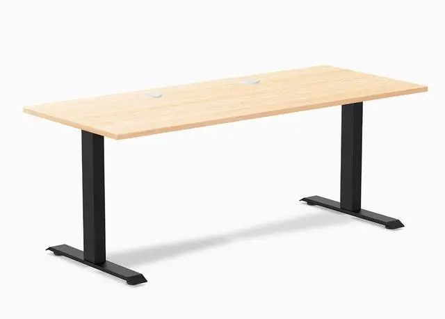 Main image of Desky Zero Hardwood Office Desk - Maple / 48 x 30 in / Matte Black