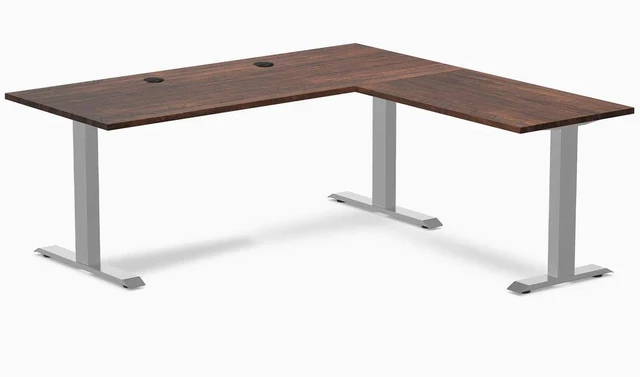 Main image of Desky Zero Softwood L-Shape Office Desk - American Rustic Pine / 72 x 30 x 70 x 24 in with Grommets / Gray