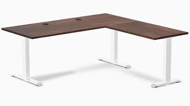 Main image of Desky Zero Softwood L-Shape Office Desk - American Rustic Pine / 72 x 30 x 70 x 24 in with Grommets / White