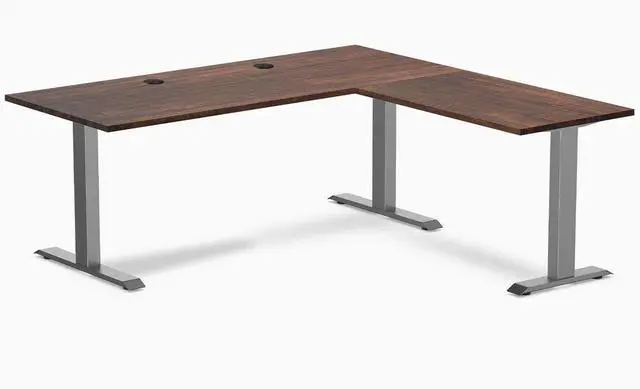 Main image of Desky Zero Softwood L-Shape Office Desk - American Rustic Pine / 72 x 30 x 70 x 24 in with Grommets / Space Gray
