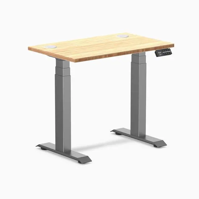 Alt view image 8 of 14 - Desky Dual Mini Bamboo Sit Stand Desk - Bamboo / 32 x 20 inches with Grommets / Space Grey