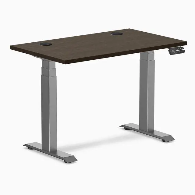 Alt view image 8 of 14 - Desky Dual Mini Bamboo Sit Stand Desk - Dark Bamboo / 40 x 24 inches with Grommets / Space Grey
