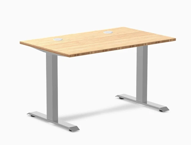 Main image of Desky Zero Bamboo Office Desk - Bamboo / 48 x 30 in with Grommets / Grey
