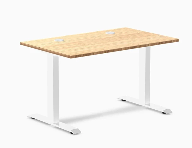 Main image of Desky Zero Bamboo Office Desk - Bamboo / 48 x 30 in with Grommets / White