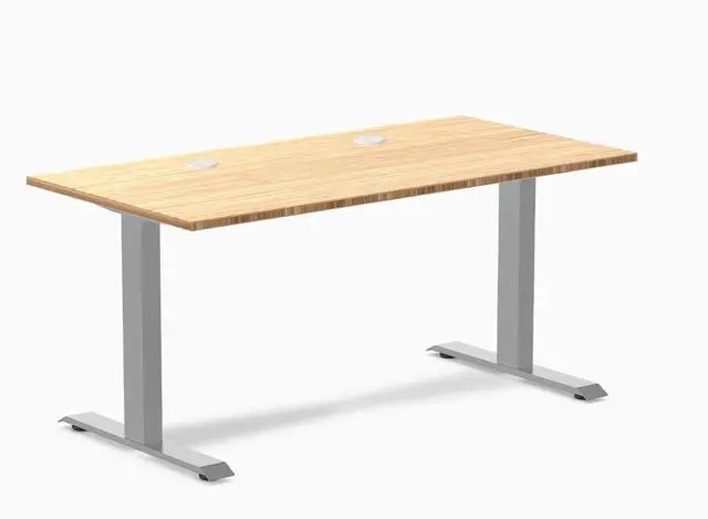 Main image of Desky Zero Bamboo Office Desk - Bamboo / 72 x 30 in with Grommets / Grey