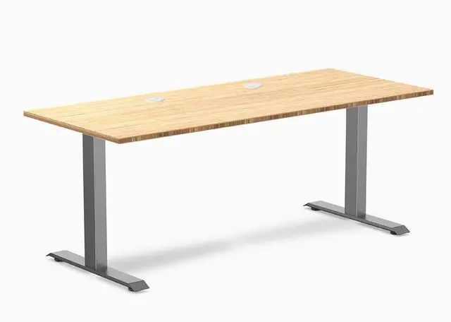 Main image of Desky Zero Bamboo Office Desk - Dark Bamboo / 48 x 30 in with Grommets / Space Gray
