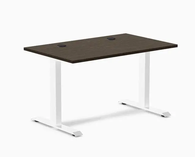 Main image of Desky Zero Bamboo Office Desk - Bamboo / 60 x 30 in with Grommets / White