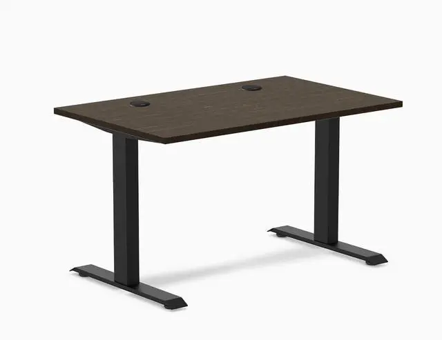 Main image of Desky Zero Bamboo Office Desk - Bamboo / 60 x 30 in with Grommets / Matte Black