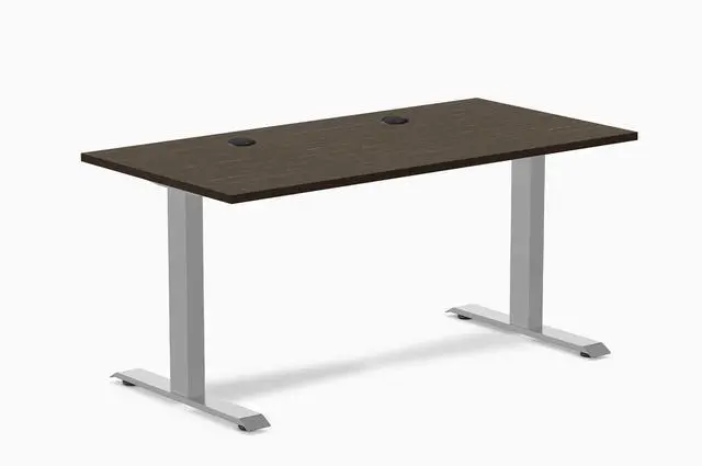 Main image of Desky Zero Bamboo Office Desk - Bamboo / 80 x 30 in with Grommetsches with Grommets / Gray