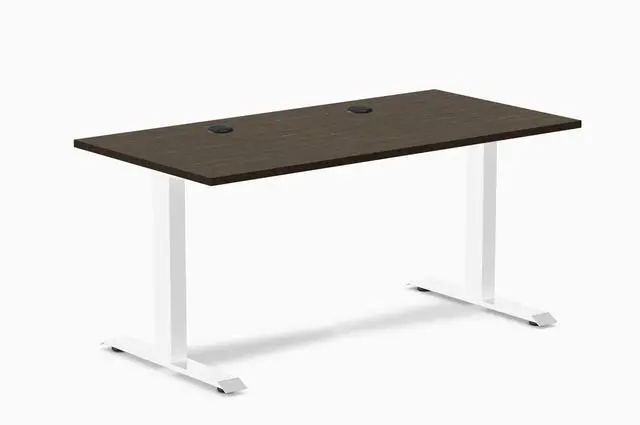 Main image of Desky Zero Bamboo Office Desk - Bamboo / 80 x 30 in with Grommetsches with Grommets / White