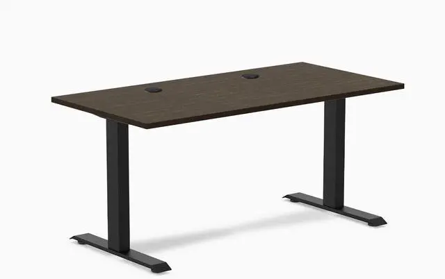 Main image of Desky Zero Bamboo Office Desk - Bamboo / 80 x 30 in with Grommetsches with Grommets / Matte Black