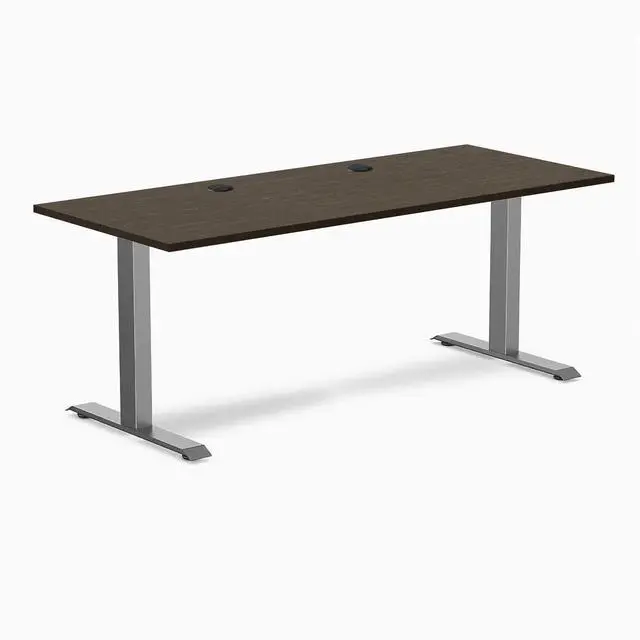 Main image of Desky Zero Bamboo Office Desk - Dark Bamboo / 60 x 30 in with Grommets / Space Gray