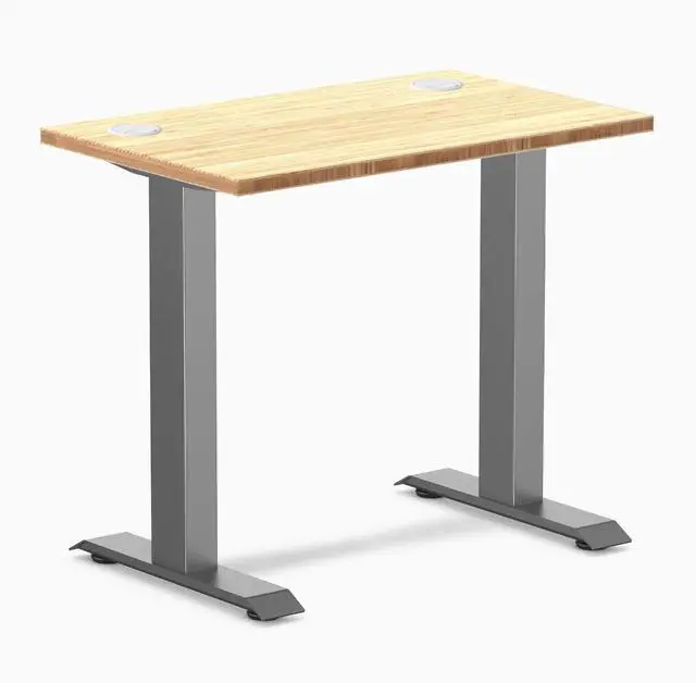 Main image of Desky Zero Mini Bamboo Office Desk - Bamboo / 32 x 20 in with Grommets / Space Gray