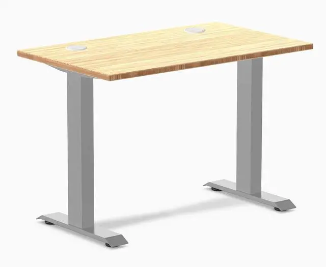 Main image of Desky Zero Mini Bamboo Office Desk - Bamboo / 40 x 24 in with Grommets / Gray