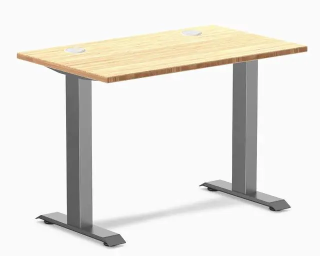 Main image of Desky Zero Mini Bamboo Office Desk - Bamboo / 40 x 24 in with Grommets / Space Gray