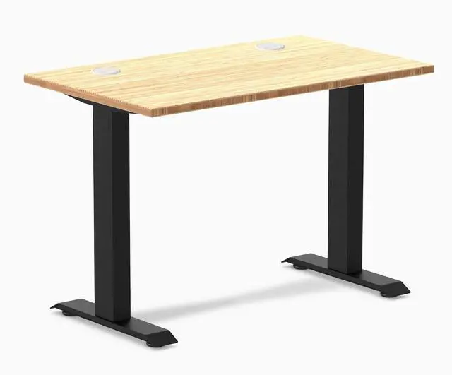 Main image of Desky Zero Mini Bamboo Office Desk - Bamboo / 40 x 24 in with Grommets / Matte Black