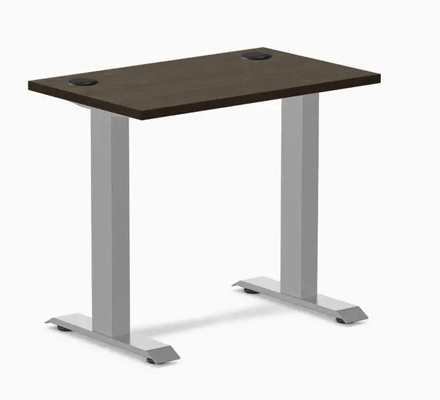 Main image of Desky Zero Mini Bamboo Office Desk - Dark Bamboo / 32 x 20 in with Grommets / Gray
