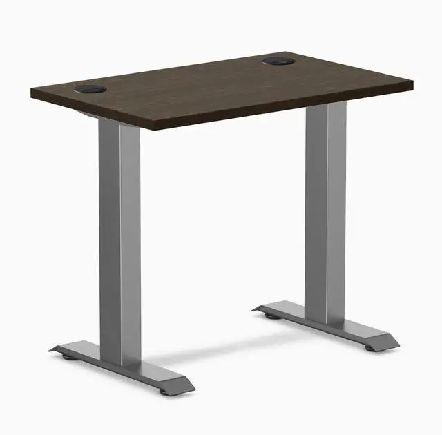 Main image of Desky Zero Mini Bamboo Office Desk - Dark Bamboo / 32 x 20 in with Grommets / Space Gray