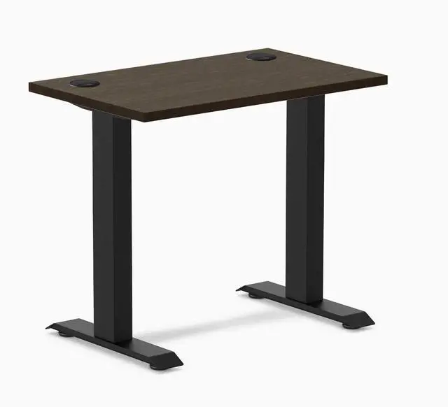 Main image of Desky Zero Mini Bamboo Office Desk - Dark Bamboo / 32 x 20 in with Grommets / Matte Black