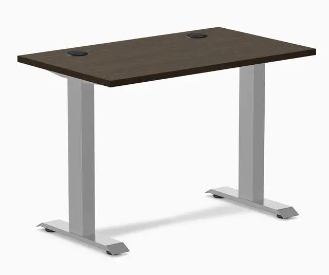 Main image of Desky Zero Mini Bamboo Office Desk - Dark Bamboo / 40 x 24 in with Grommets / Gray