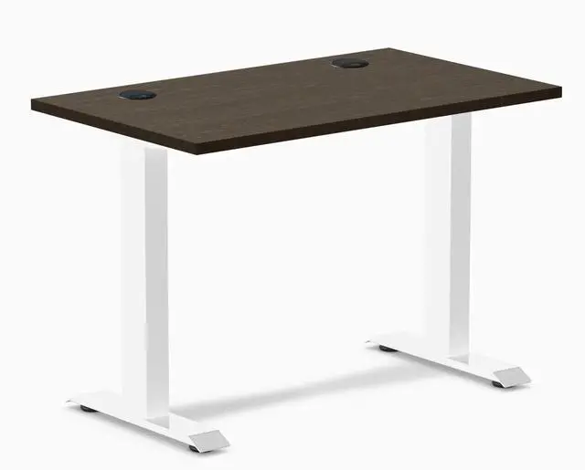 Main image of Desky Zero Mini Bamboo Office Desk - Dark Bamboo / 40 x 24 in with Grommets / White