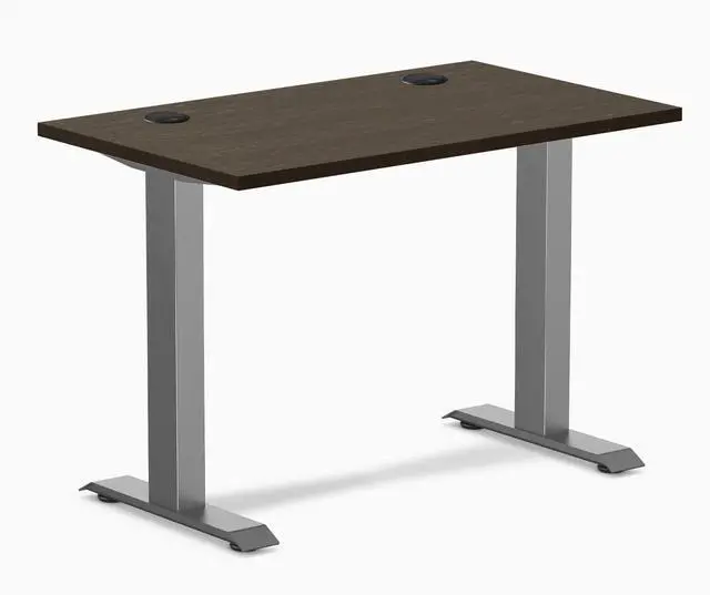 Main image of Desky Zero Mini Bamboo Office Desk - Dark Bamboo / 40 x 24 in with Grommets / Space Gray