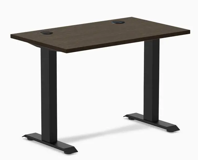 Main image of Desky Zero Mini Bamboo Office Desk - Dark Bamboo / 40 x 24 in with Grommets / Matte Black