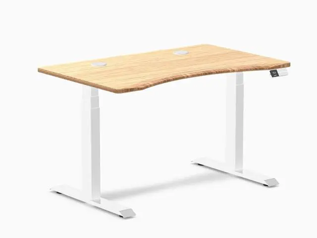 Main image of Desky Dual Ergo Edge Sit Stand Desk - Bamboo / 48 x 30 in / White