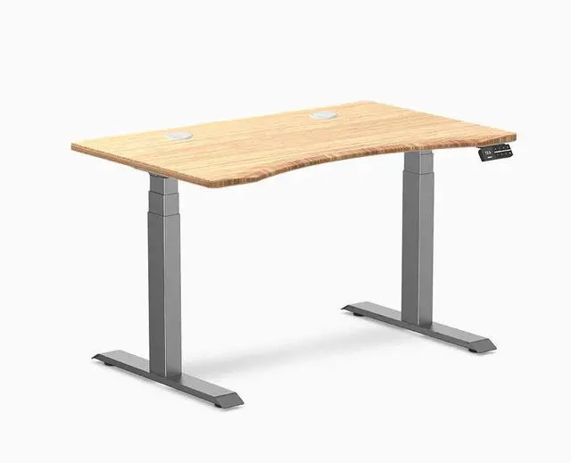 Main image of Desky Dual Ergo Edge Sit Stand Desk - Bamboo / 48 x 30 in / Space Gray