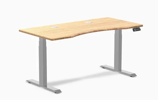 Main image of Desky Dual Ergo Edge Sit Stand Desk - Bamboo / 48 x 30 in / Grey