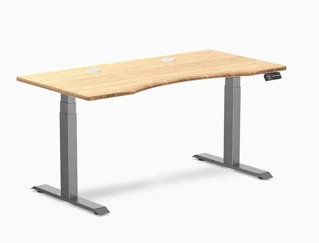 Main image of Desky Dual Ergo Edge Sit Stand Desk - Bamboo / 48 x 30 in / Space Gray