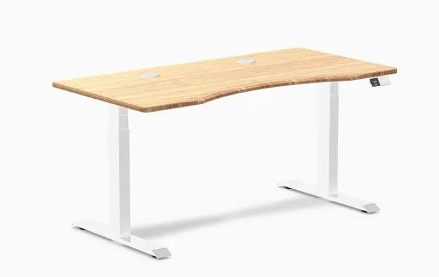 Main image of Desky Dual Ergo Edge Sit Stand Desk - Bamboo / 48 x 30 in / White