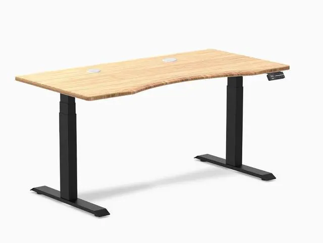 Main image of Desky Dual Ergo Edge Sit Stand Desk - Bamboo / 48 x 30 in / Matte Black