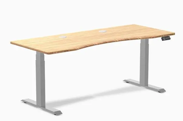 Main image of Desky Dual Ergo Edge Sit Stand Desk - Bamboo / 48 x 30 in / Grey