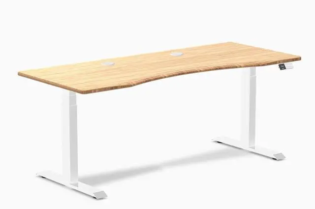 Main image of Desky Dual Ergo Edge Sit Stand Desk - Bamboo / 48 x 30 in / White